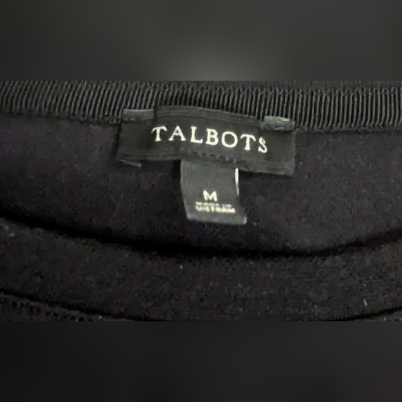 Talbot's Size Medium Black Detailed Lace Crew Neck - Picture 8 of 8